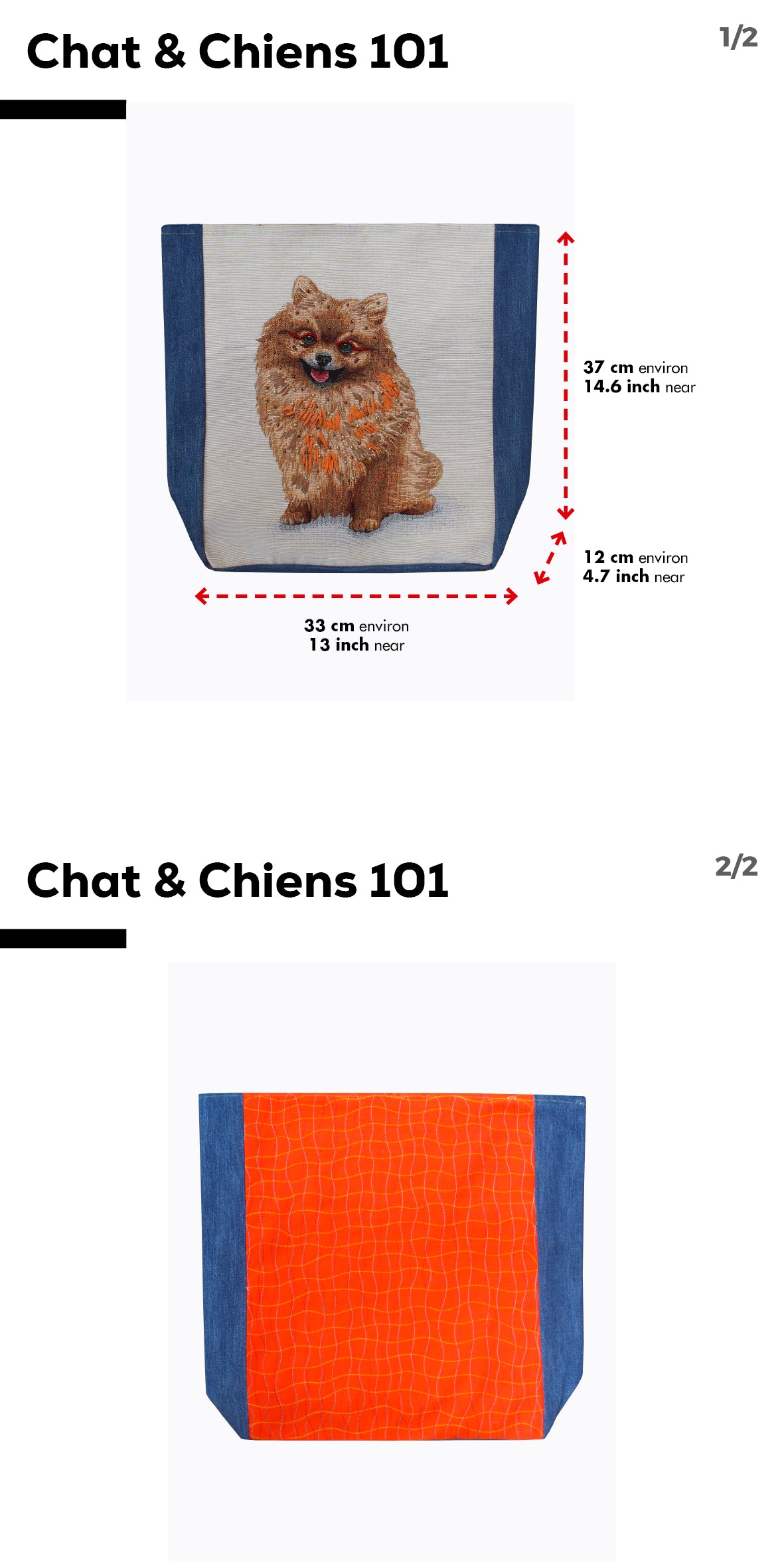 Sac cabas avec la broderie personnalisable d'un chien faite main