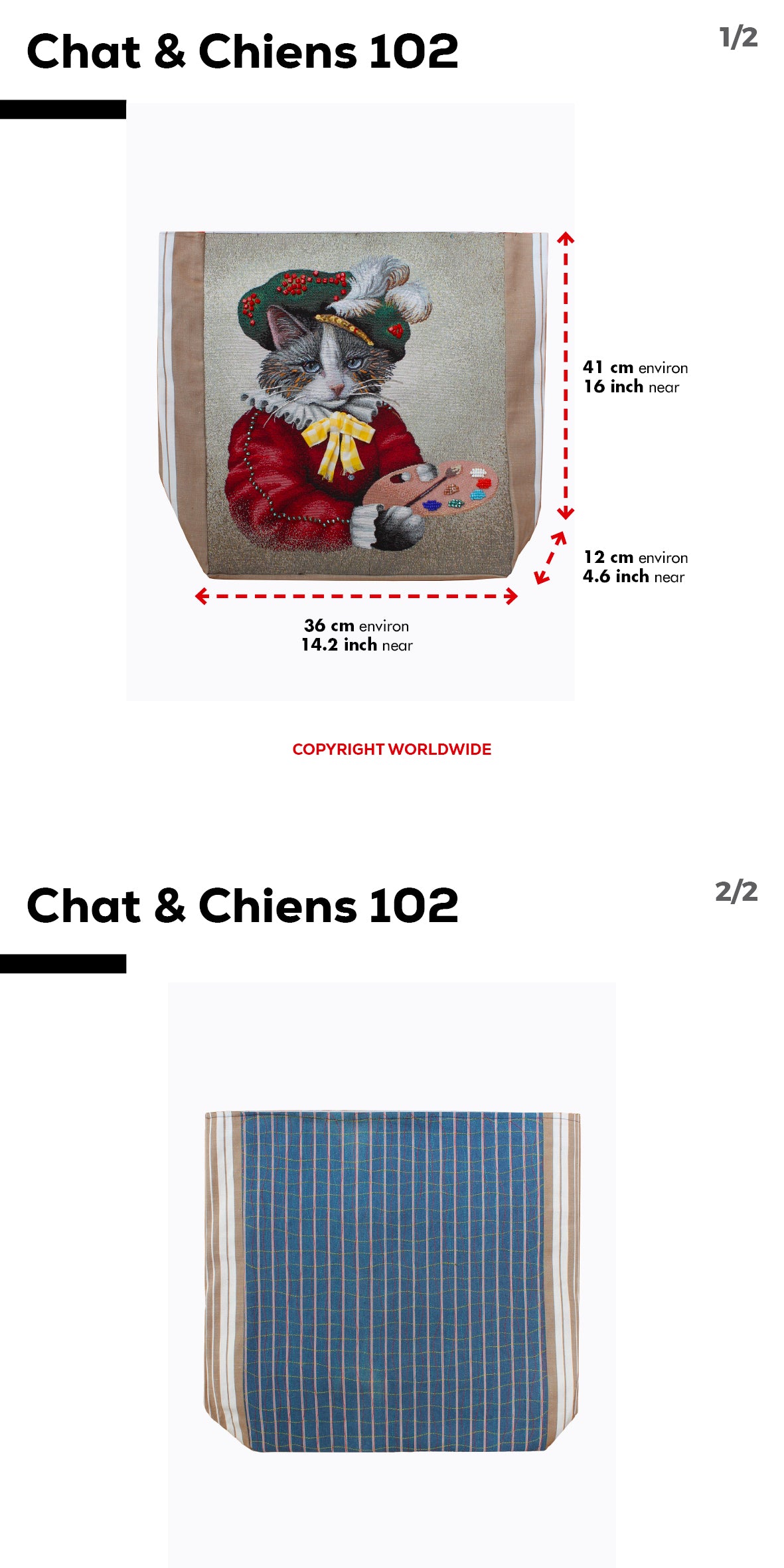 Sac cabas avec la broderie personnalisable d'un chat faite main