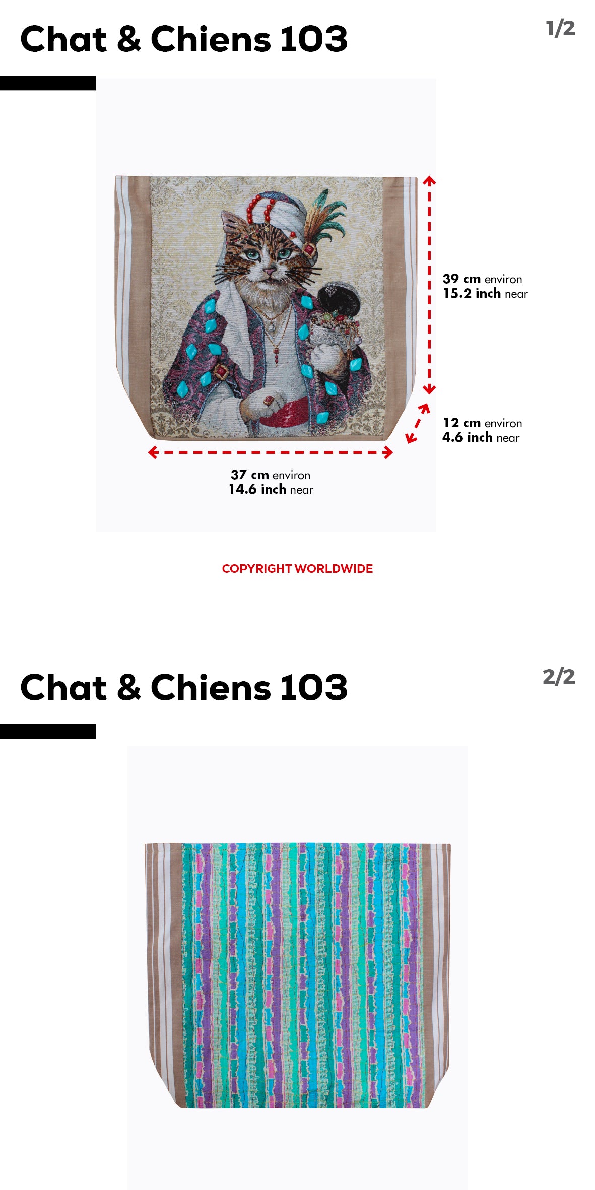 Sac cabas avec la broderie personnalisable d'un chat faite main