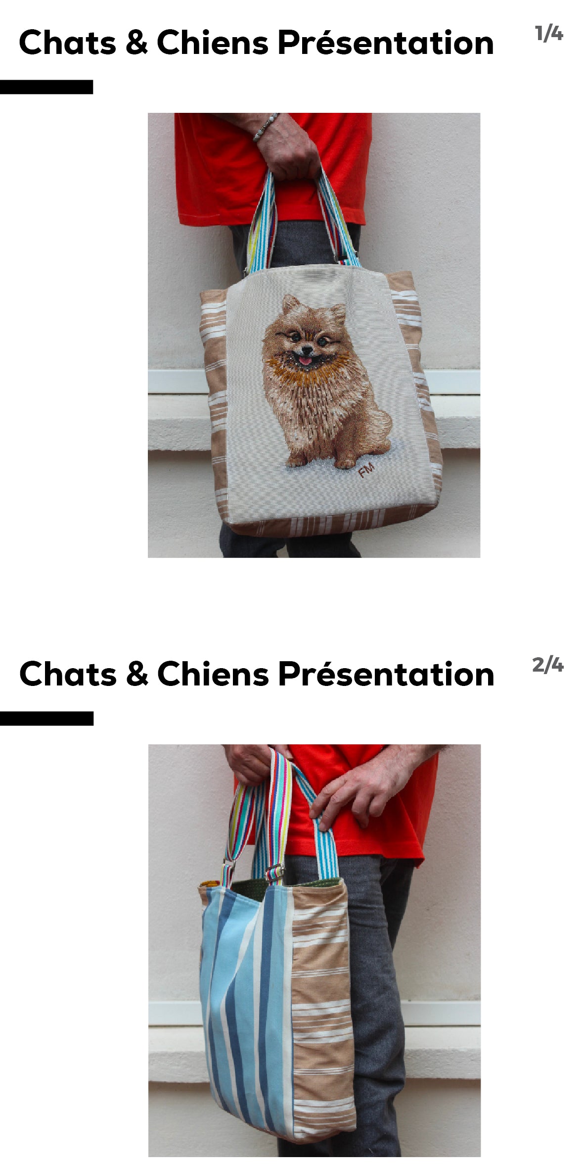 Sac cabas avec la broderie personnalisable d'un chien faite main