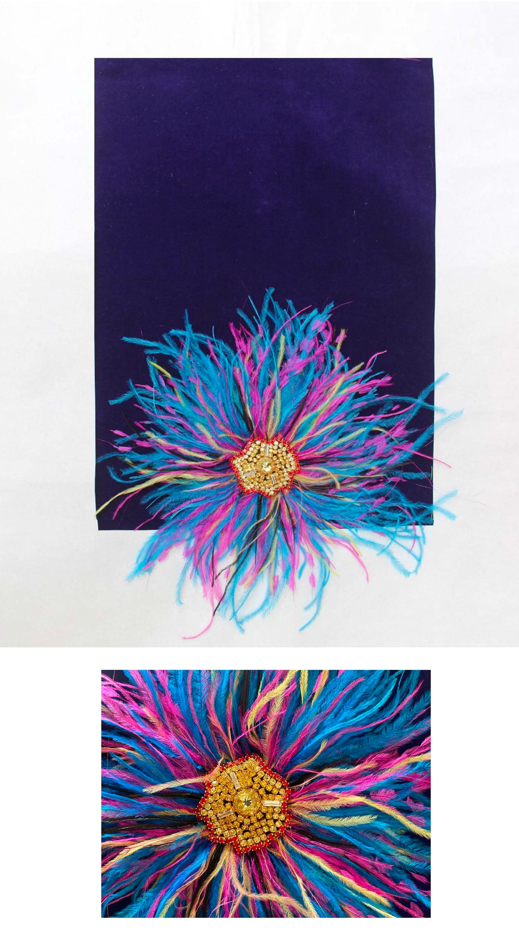 Pochette Haute Couture Lucie. Pièce unique brodée et ornée de bijoux vintage.