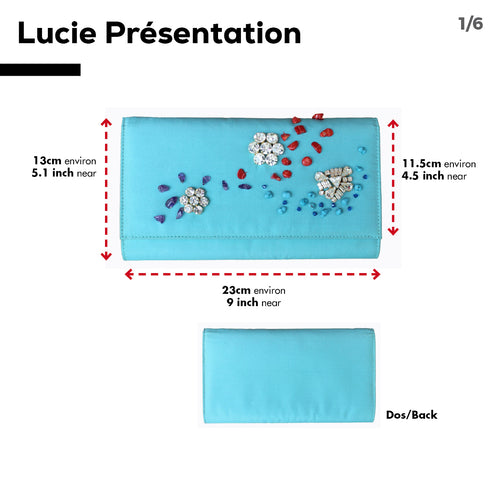 Pochette Haute Couture Lucie. Pièce unique brodée et ornée de bijoux vintage.