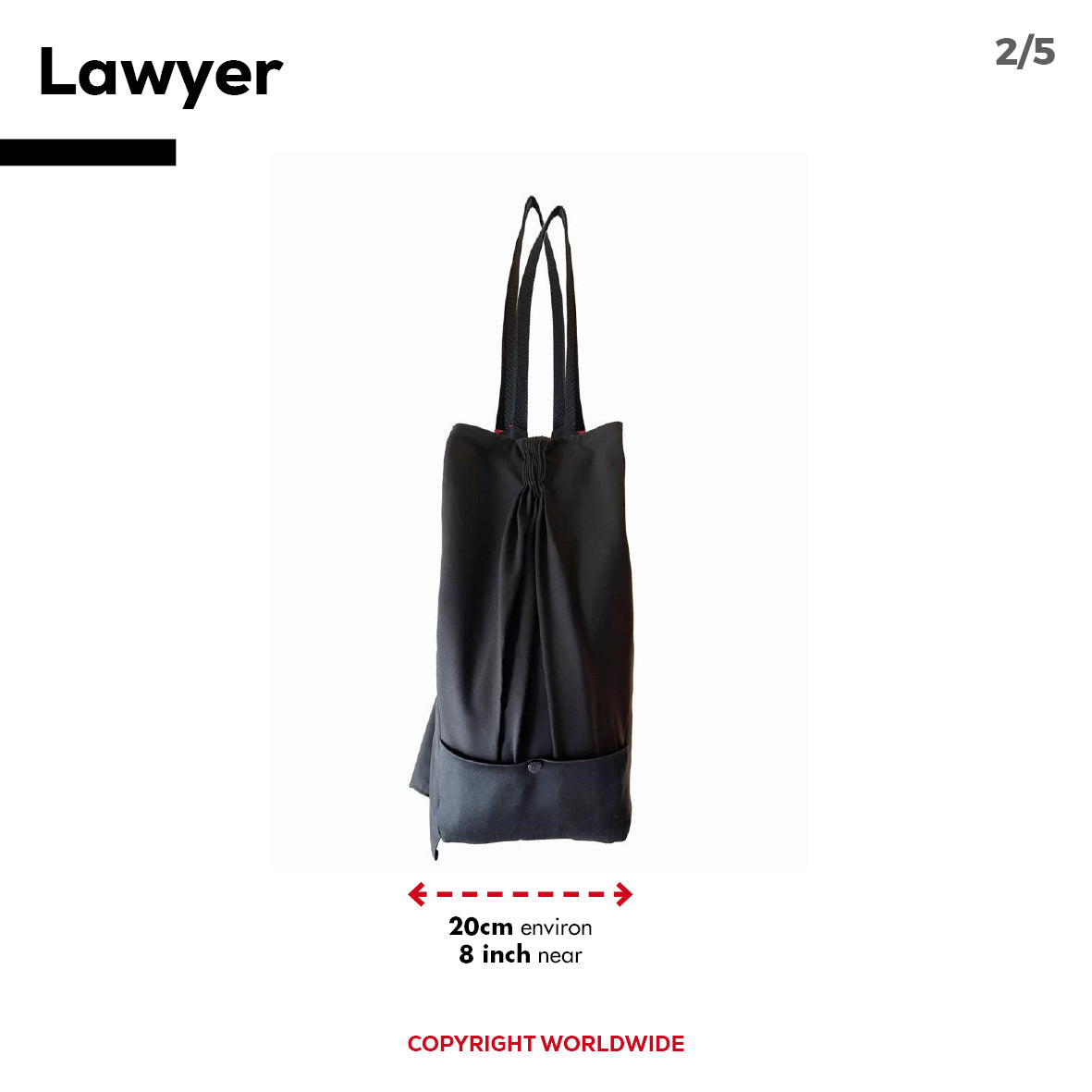 Sac cabas pièce unique Lawyer inspiré par les professions du droit et brodé à la main.