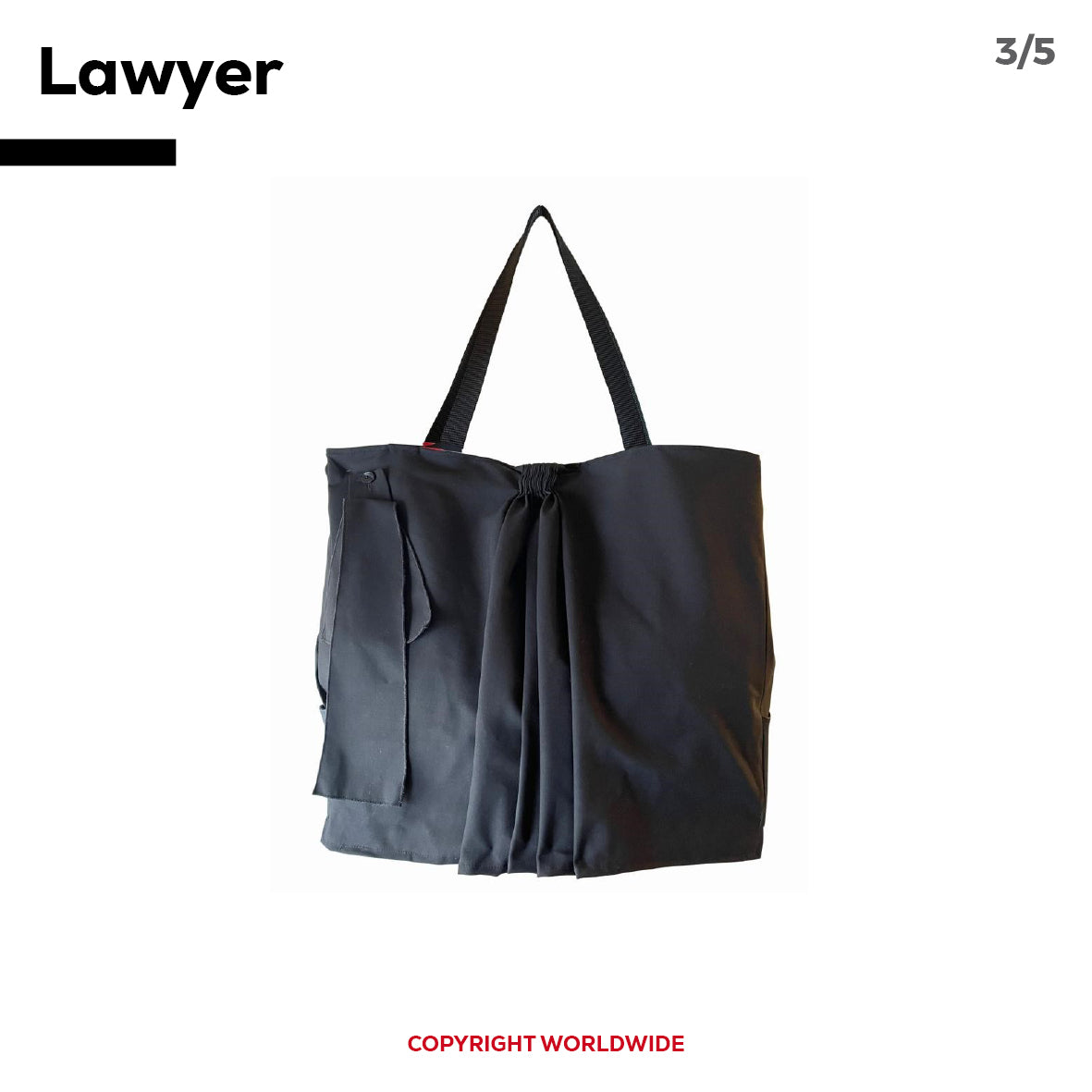 Sac cabas pièce unique Lawyer inspiré par les professions du droit et brodé à la main.
